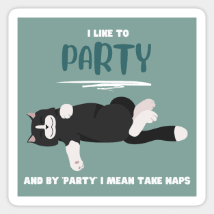 I like to party and by 'party' I mean take naps Sticker